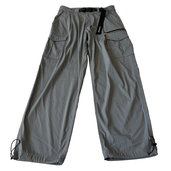 Chico’s Cargo Pants Casual Belted Polyester Blend Size 3 L Gray Pockets NWOT - Picture 1 of 8